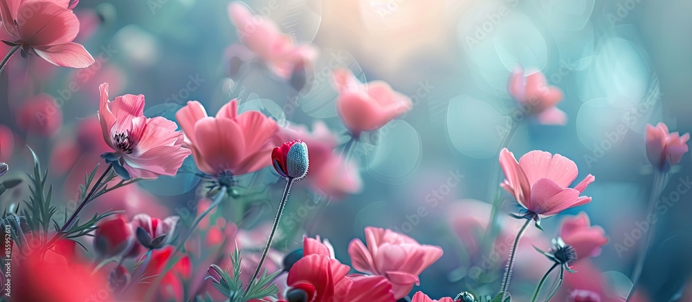 Poster flowers macro photo. copy space image. place for adding text and design