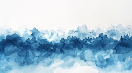 Obraz premium Blue watercolor painting of ocean waves.