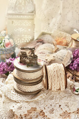 Vintage style laces and sewing supplies