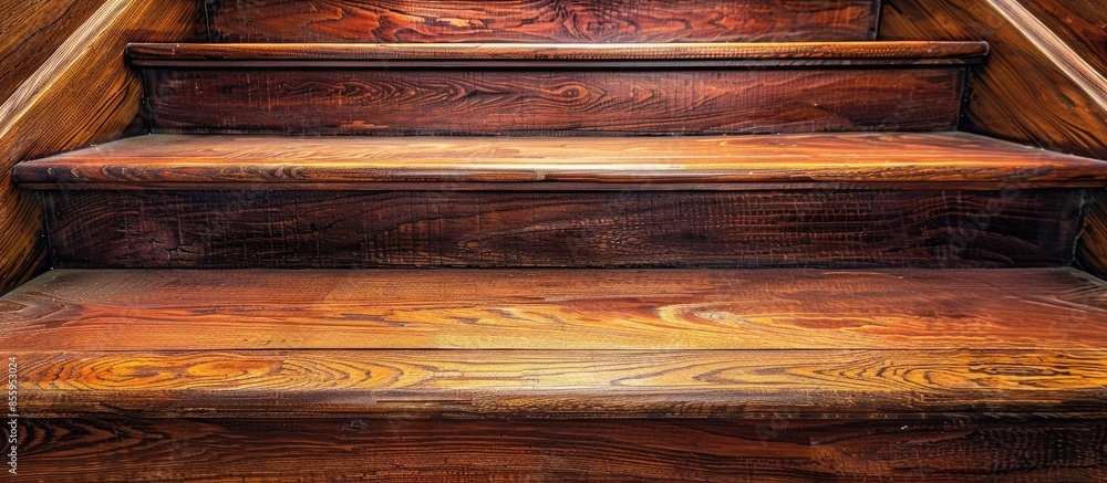 Poster close up of part of an interior wooden staircase. copy space image. place for adding text and design