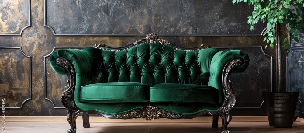 Aufkleber classical style armchair sofa couch in vintage room. copy space image. place for adding text and des