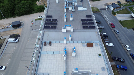 Rooftop Solar Panels on Low-Rise Apartment