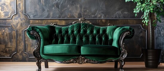 Fototapeta premium Classical style Armchair sofa couch in vintage room. Copy space image. Place for adding text and design