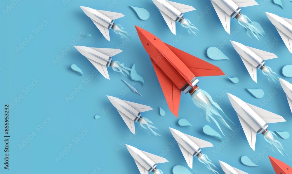 Poster using paper planes as metaphors for business success