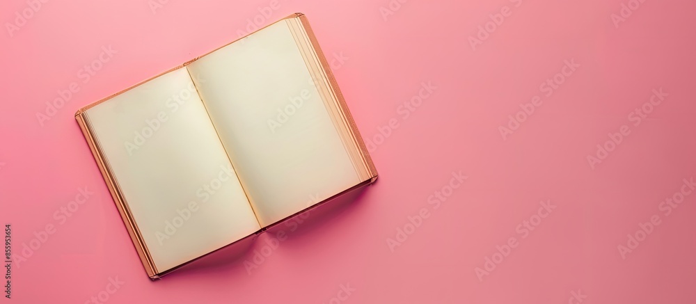 Poster open blank book isolated on pastel background. business. copy space image. place for adding text and