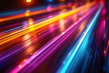Obraz premium Blurred city street night close-up