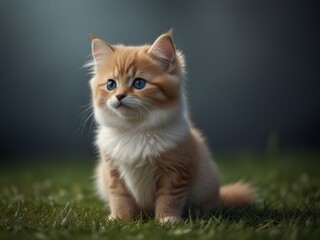 Adorable Orange and White Kitten on Grass