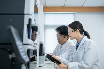 doctor working with tablet in lab