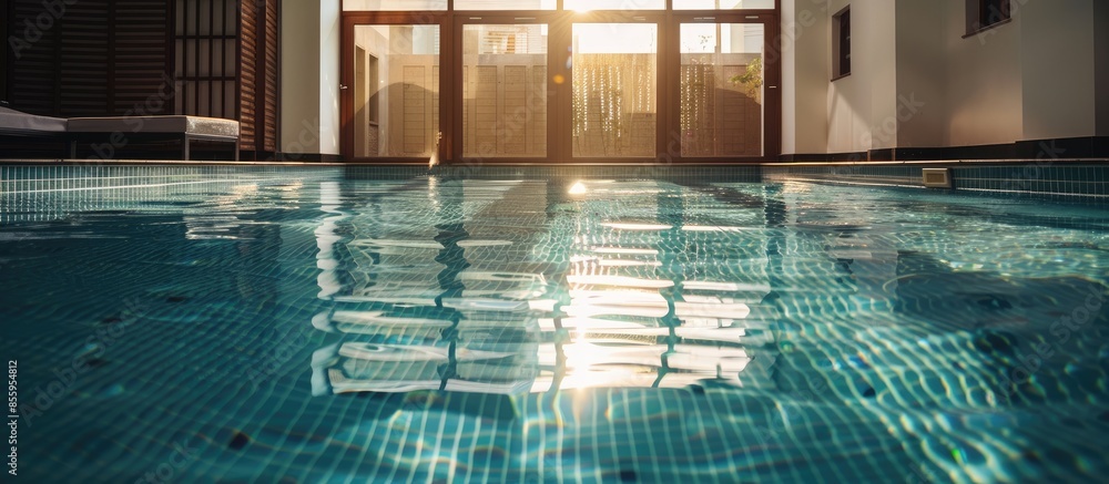 Aufkleber beautiful swimming pool in home at jeddah. copy space image. place for adding text and design