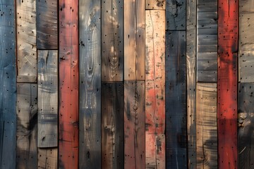 Close-up of diverse colored wooden wall