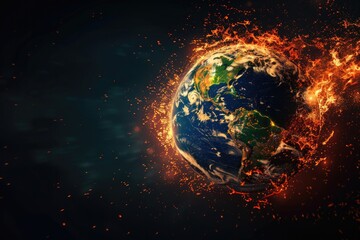 Obraz premium Warming Planet Earth: A Global Concept of Climate Change and Pollution