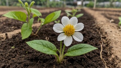 White flower blooming in garden