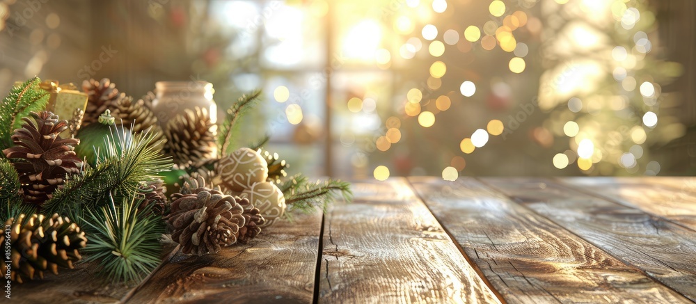 Poster christmas table background. copy space image. place for adding text and design