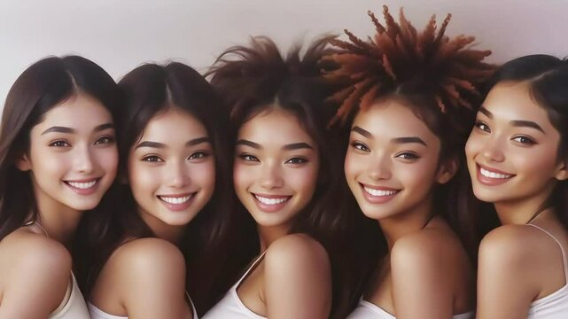 group of smiling young women