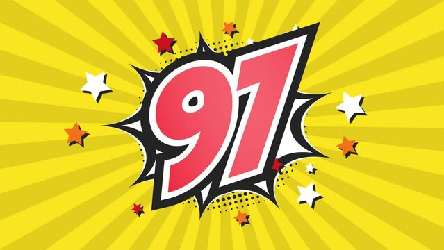 Animation of Number 97 - Ninety-Seven - 97th ninety-seventh
