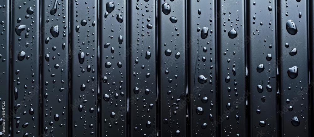 Poster drops on louver glass after rain. copy space image. place for adding text and design