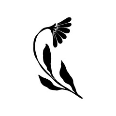 Woman with Flowers linocut Drawing. Female Figure Minimalist Illustration. Modern Trendy Line Art Drawing for Beauty Logo, Wall Decor, Fashion Minimal Print, Poster, Social Media. 