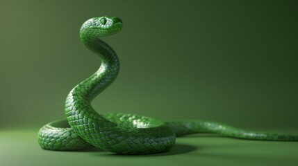 Green Snake on a Green Background, Generative AI