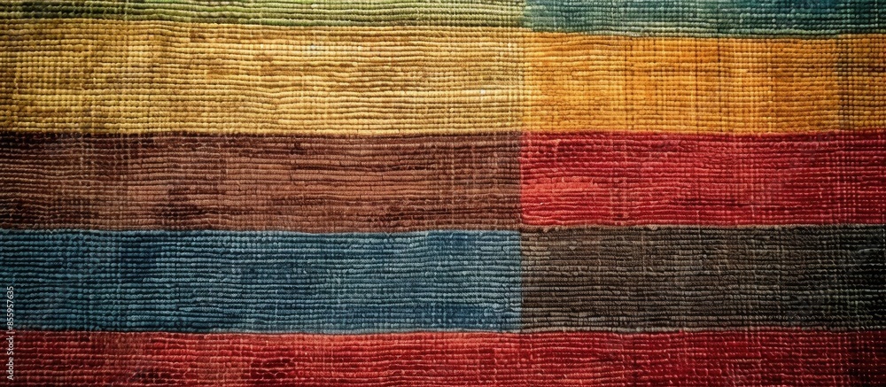 Poster brown room mat with colorful stripes. copy space image. place for adding text and design