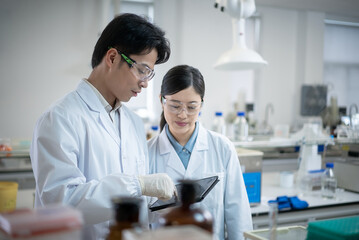 doctor working with tablet in lab