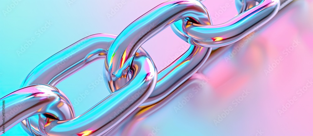 Poster chain balack chain, steel material with pastel background. copy space image. place for adding text a