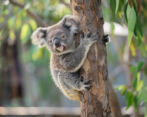 Fototapeta premium A koala is sitting on a tree branch