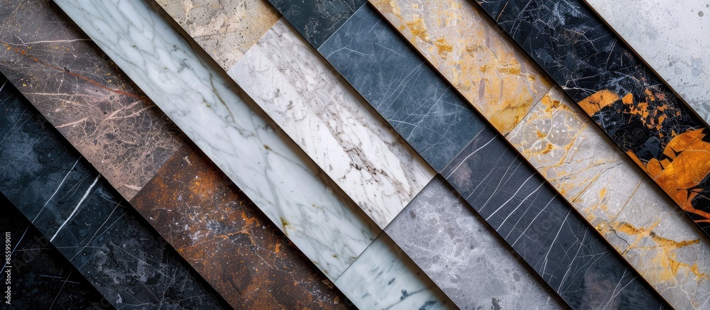 Poster background wallpaper mixed of several natural stones or marble in different geometries. copy space i