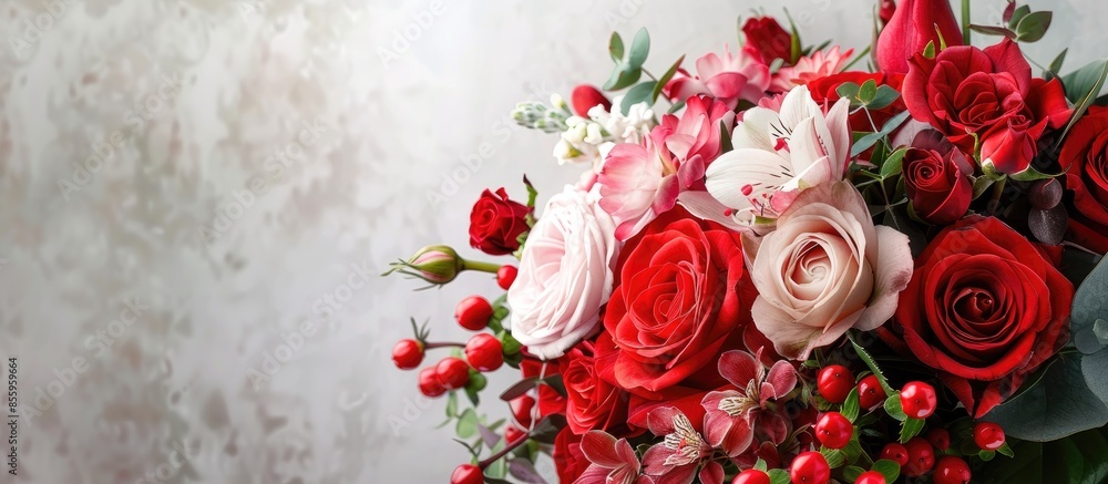 Poster beautiful flowers in the interior. copy space image. place for adding text and design