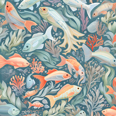 Obraz premium a pattern of sea animals pastel colors 