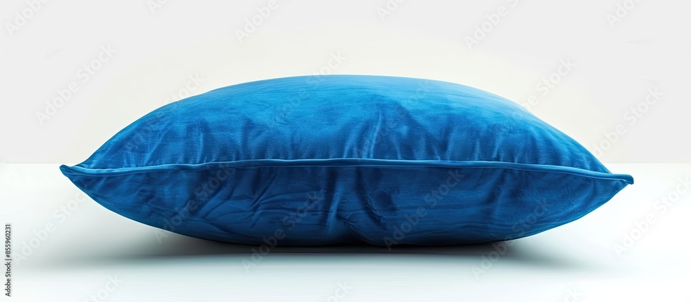 Poster blue pillow isolated on white background. copy space image. place for adding text and design