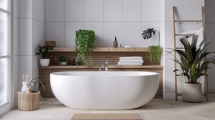 Fototapeta premium Minimalism modern Norwegian and Scandinavian style bathroom