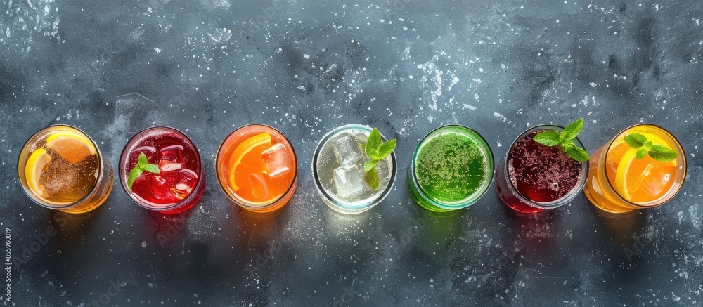 Aufkleber assorted organic craft sodas with cane sugar. copy space image. place for adding text or design