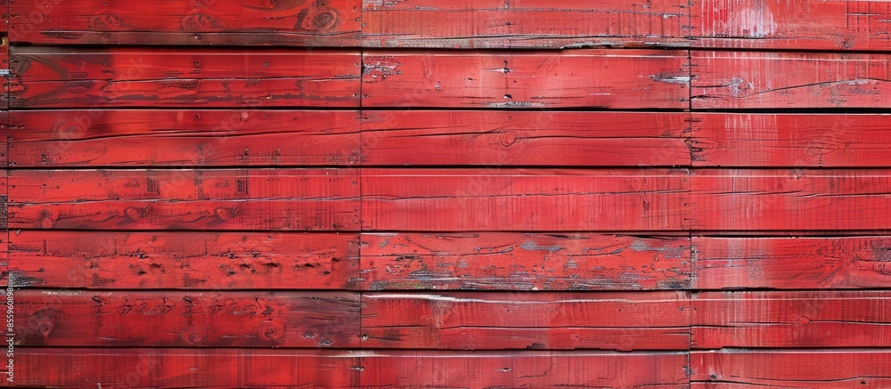 Aufkleber red color wooden house wall. textures and patterns of natural wood. background for interiors. copy s
