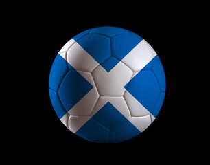 Coloured ball with Scottish flag on black background. UEFA EURO 2024 football.	