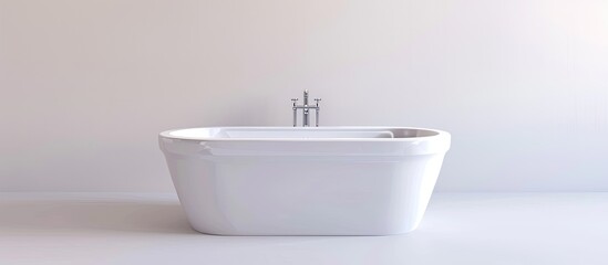 Fototapeta premium Wash your hands in a white tub to prevent the corona virus. Copy space image. Place for adding text and design
