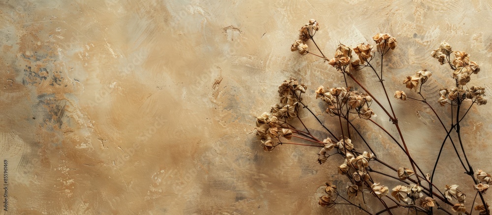 Poster dried flower vintage background. copy space image. place for adding text and design