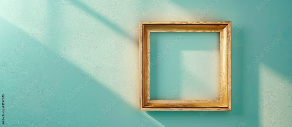 Aufkleber picture gold wooden frame for design isolated on pastel background isolated background. copy space i