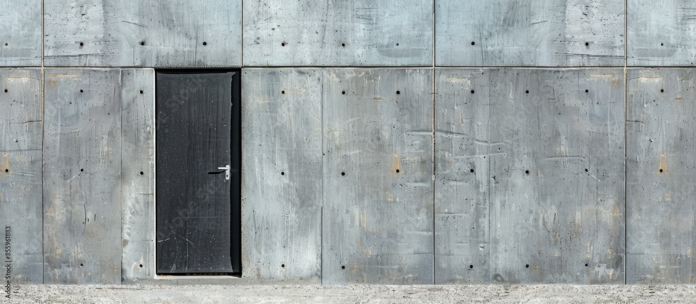 Poster wall has a door. copy space image. place for adding text and design