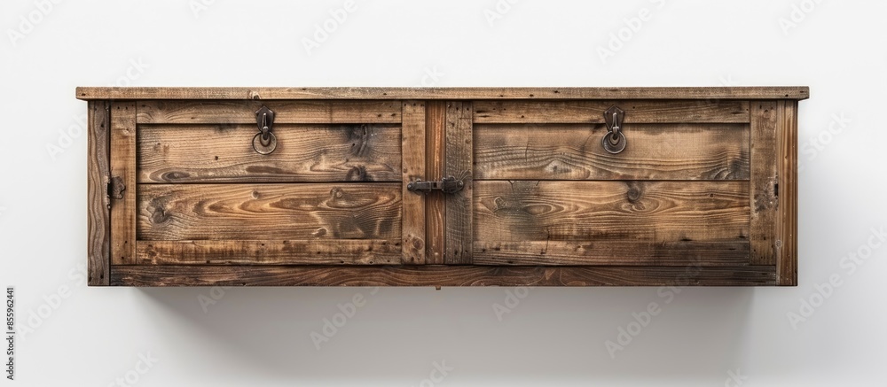 Poster wooden cabinet isolate on white background. copy space image. place for adding text and design