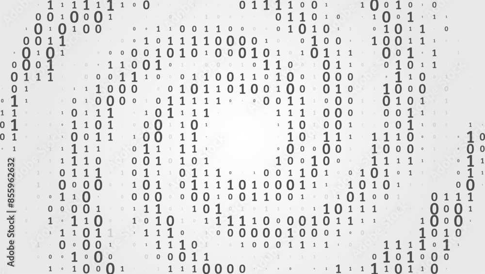 Leinwandbilder Program code. Computer background of numbers in the form of a spiral. Analytics, sorting, structuring, information transfer. Gray background with a data stream. Binary code, artificial intelligence.