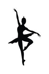 ballet dance silhouette set design, black and white with various styles, editable vector eps 10
