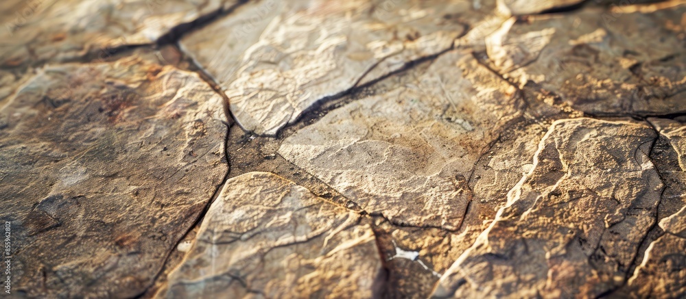 Poster close up macro detail view light age style solid clay sand grain slate build tile line work element 