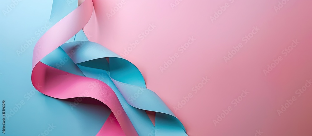 Poster a roll of paper unwound in a spiral on a pastel background. copy space image. place for adding text 