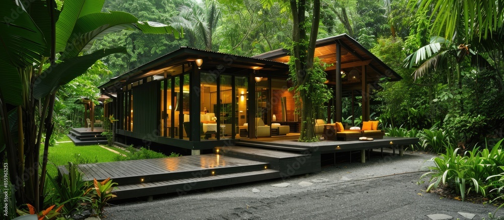Poster decorated and contemporary accommodation offers a unique, consistent with nature. copy space image. 
