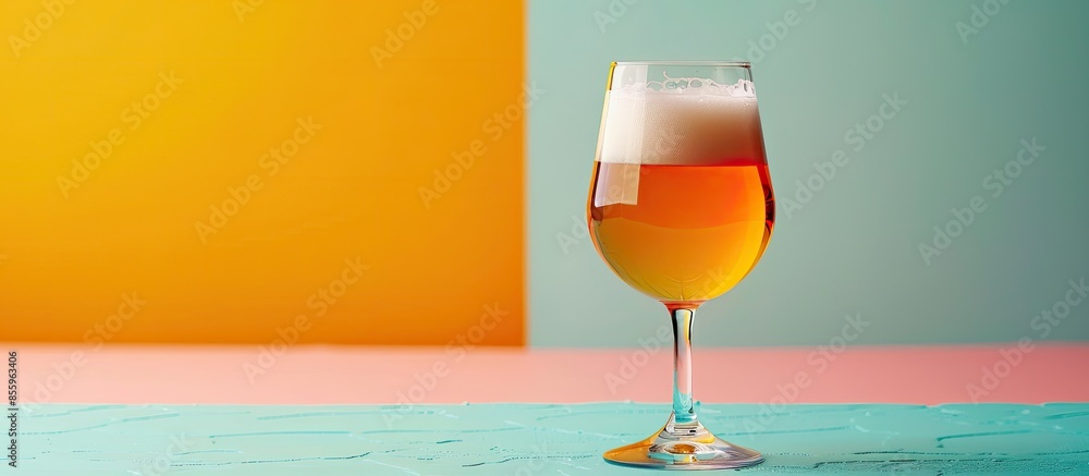 Poster glass of beer pastel background beer glass isolated. copy space image. place for adding text and des