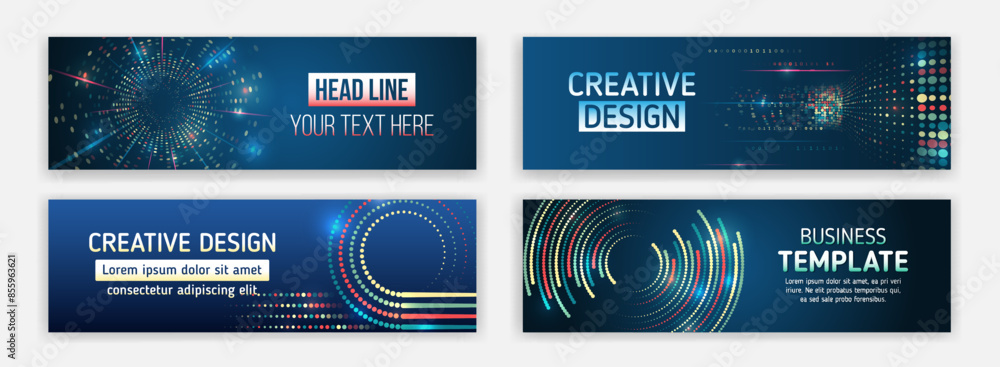 Fototapete sci-fi vector sample concept. high-tech horizontal banner template. modern banner design with techno