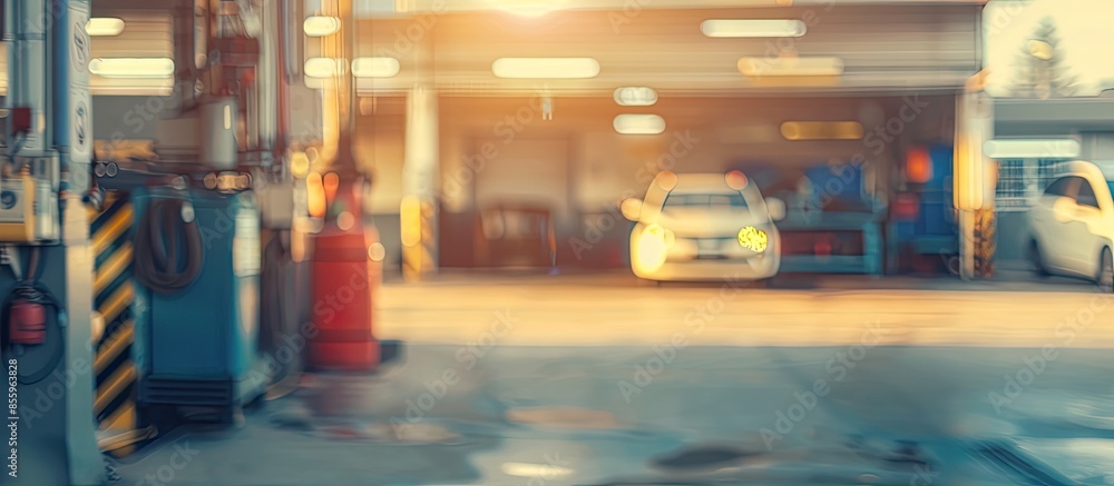 Poster blurred of repair service station. copy space image. place for adding text and design