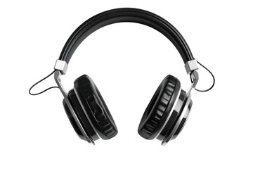 Fototapeta premium High-quality black over-ear headphones with a sleek design, perfect for music enthusiasts, gamers, and professional audio work.