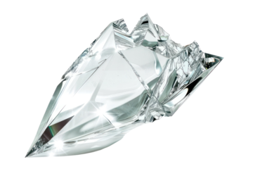 High-quality crystal diamond with sharp edges and reflections, isolated on white background, perfect for luxury, jewelry, and elegance themes.