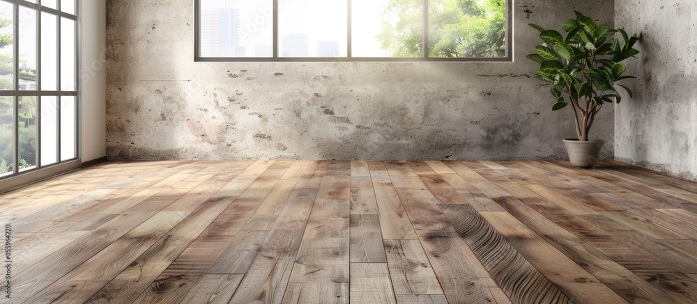 Poster empty interior. natural flooring. design background. copy space image. place for adding text and des